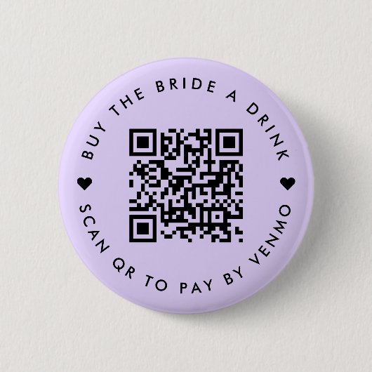 Bachelorette kauft die Braut einen Lila QR-Code Button (Vorderseite)
