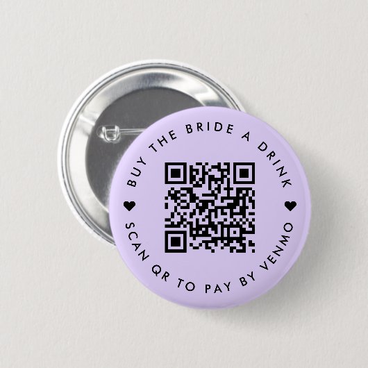 Bachelorette kauft die Braut einen Lila QR-Code Button (Vorne & Hinten)