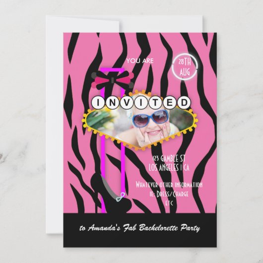 Bachelorette Las Vegas thematisches Casino Party F Einladung (Vorderseite)