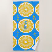 Bachelorette Lemon Slice Aqua & Yellow Beach Handt Strandtuch (Vorderseite)