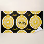 Bachelorette Lemon Slice Black Yellow Beach Handtu Strandtuch (Vorderseite)