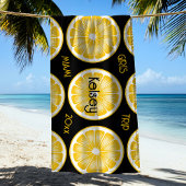 Bachelorette Lemon Slice Black Yellow Beach Handtu Strandtuch