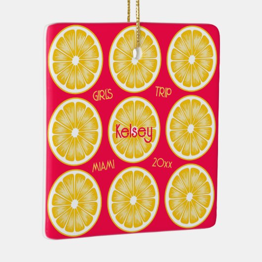 Bachelorette Lemon Slice Hot Pink Yellow Ornament (Rechts)