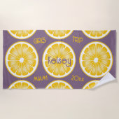 Bachelorette Lemon Slice Lila Gelbes Badetuch (Vorderseite)