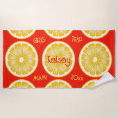 Bachelorette Lemon Slice Orange Yellow Beach Handt Strandtuch (Vorderseite)