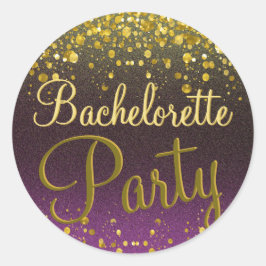 Bachelorette Lila und Gold Confetti Runder Aufkleber
