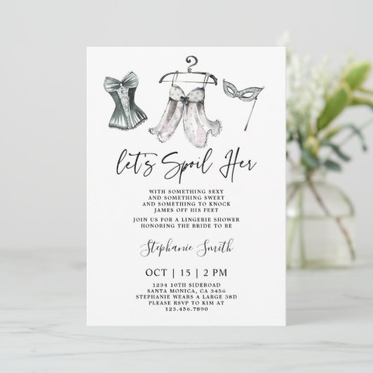 Bachelorette Lingerie Brautparty Einladung (Stehend Vorderseite)