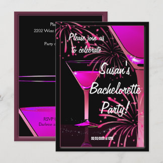 Bachelorette Martini Cocktail Pink Party Einladung