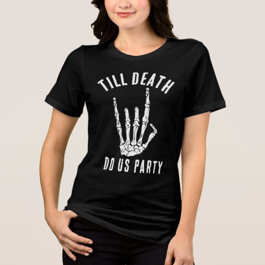 Bachelorette Matching Death Do Uns Party Custom Tri-Blend Shirt (Vorderseite)