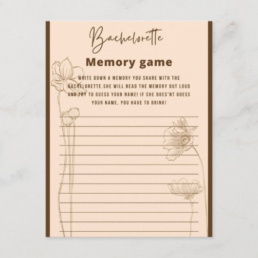 Bachelorette Memory Game Begleitkarte (Vorderseite)