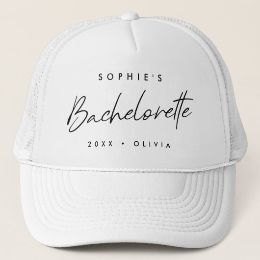 Bachelorette | Minimalistisches Skript Moderne Bri Truckerkappe (Vorderseite)
