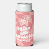 Bachelorette mit Verlobtem Retro-Karton Selters Dosenkühler (Seltzer Vorderseite)