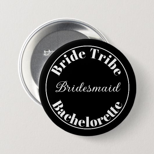 Bachelorette Modern Bride Stamm Schwarz-Weiß Button (Vorne & Hinten)