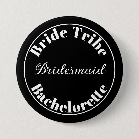Bachelorette Modern Bride Stamm Schwarz-Weiß Button (Vorderseite)