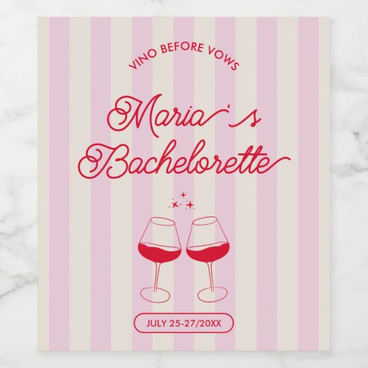 Bachelorette Modern Wine Label Weinetikett (Einzelnes Label)