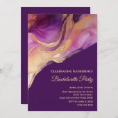Bachelorette - Modernes Lila Rosa und Gold Einladung (Vorne/Hinten)