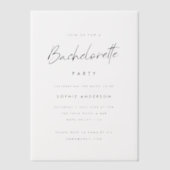 Bachelorette | Modernes Minimalistisches Party Pergament Einladungen (Vorderseite)