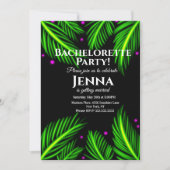 Bachelorette Neon Palm Leaf Tropisches Brautparty Einladung (Vorderseite)