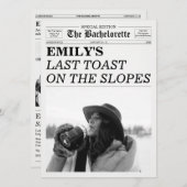 Bachelorette Newspaper Last Toast On The Slopes  Einladung (Vorne/Hinten)