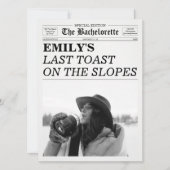 Bachelorette Newspaper Last Toast On The Slopes Einladung (Vorderseite)