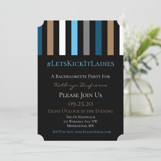 #Bachelorette oder Bachelor Party Trendy Einladung (Stehend Vorderseite)