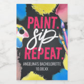 Bachelorette Paint and Sip Chalkboard Gastgeschenk Weinetikett (Einzelnes Label)