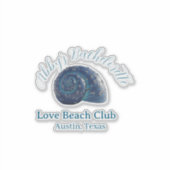Bachelorette party beach club blue sea shell name  aufkleber (Vorderseite)