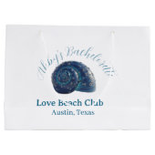 Bachelorette party beach club blue sea shell name  große geschenktüte (Rückseite)