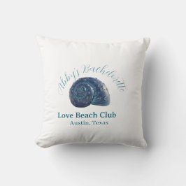 Bachelorette party beach club blue sea shell name  kissen