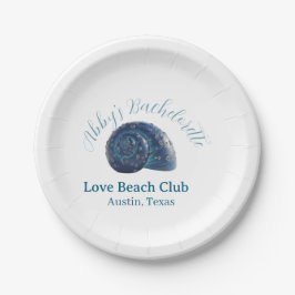 Bachelorette party beach club blue sea shell name  pappteller