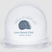 Bachelorette party beach club blue sea shell name  schneekugeln (Rückseite)