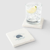 Bachelorette party beach club blue sea shell name  steinuntersetzer (Seitenansicht)