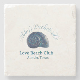 Bachelorette party beach club blue sea shell name  steinuntersetzer