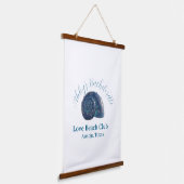 Bachelorette party beach club blue sea shell name  wandteppich mit holzrahmen (Gewinkelt)
