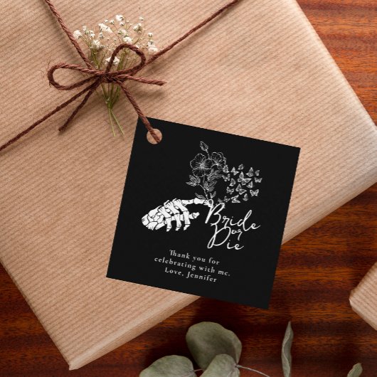 Bachelorette Party Black Gothic Floral Thank You Geschenkanhänger