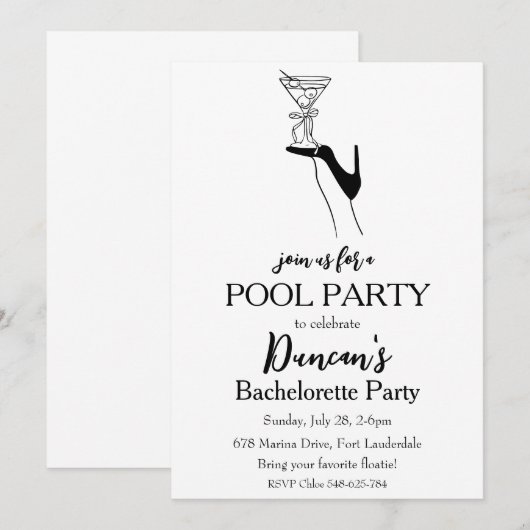 Bachelorette-Party Einladung (Vorne/Hinten)