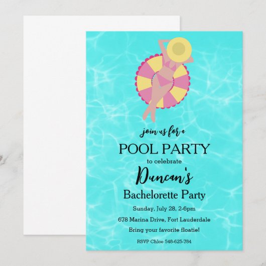 Bachelorette-Party Einladung (Vorne/Hinten)