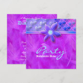 Bachelorette Party Feather Boa Lace Floral Violet Einladung (Vorne/Hinten)