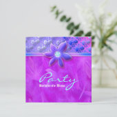 Bachelorette Party Feather Boa Lace Floral Violet Einladung (Stehend Vorderseite)