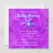 Bachelorette Party Feather Boa Lace Floral Violet Einladung (Rückseite)