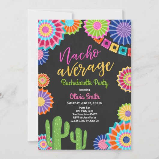 Bachelorette party Fiesta Invitation Nacho Average Einladung (Vorderseite)