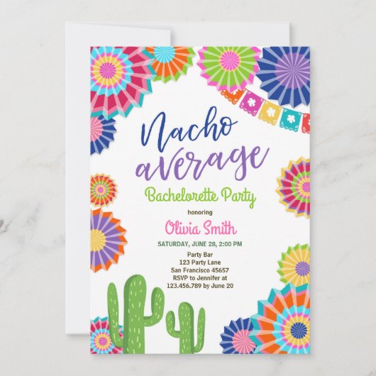 Bachelorette party Fiesta Invitation Nacho Average Einladung (Vorderseite)