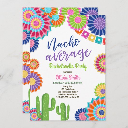 Bachelorette party Fiesta Invitation Nacho Average Einladung (Vorne/Hinten)