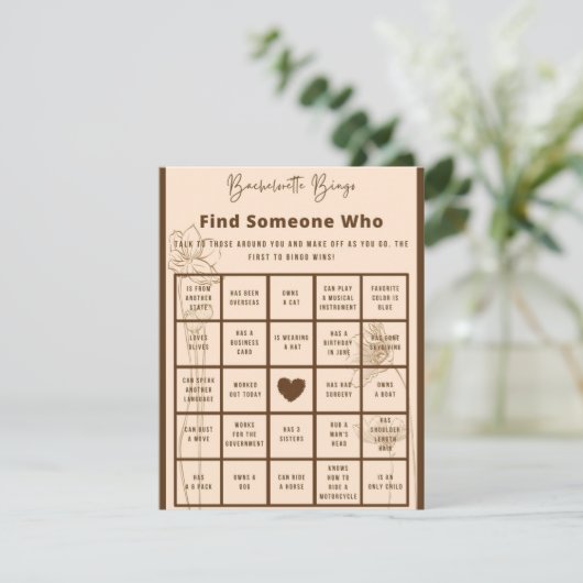 Bachelorette Party Game Begleitkarte (Stehend Vorderseite)