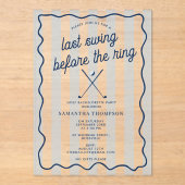 Bachelorette Party Golf Bach Retro Stripes Acryleinladungen (Vorderseite)