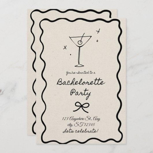 Bachelorette Party Invitation for Bride-to-Be Girl Einladung (Vorne/Hinten)