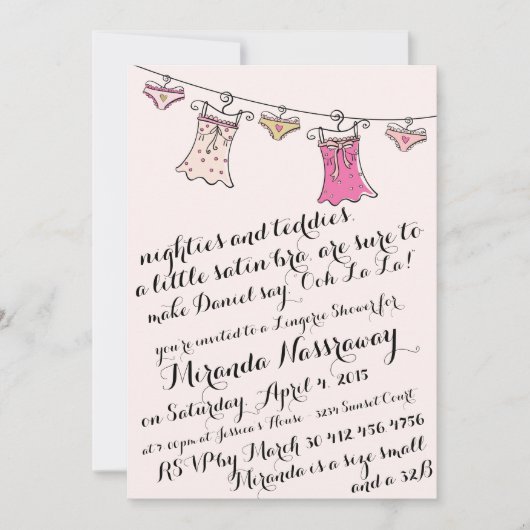BACHELORETTE PARTY INVITATION // LINGERIE SHOWER EINLADUNG (Vorderseite)