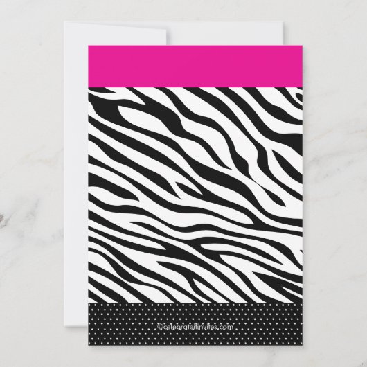 Bachelorette Party Invitation Pink  Black Zebra Einladung (Rückseite)