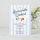 Bachelorette Party Itinerary Bach Weekend Retro Einladung (Stehend Vorderseite)