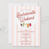 Bachelorette Party Itinerary Bach Weekend Retro Einladung (Vorderseite)